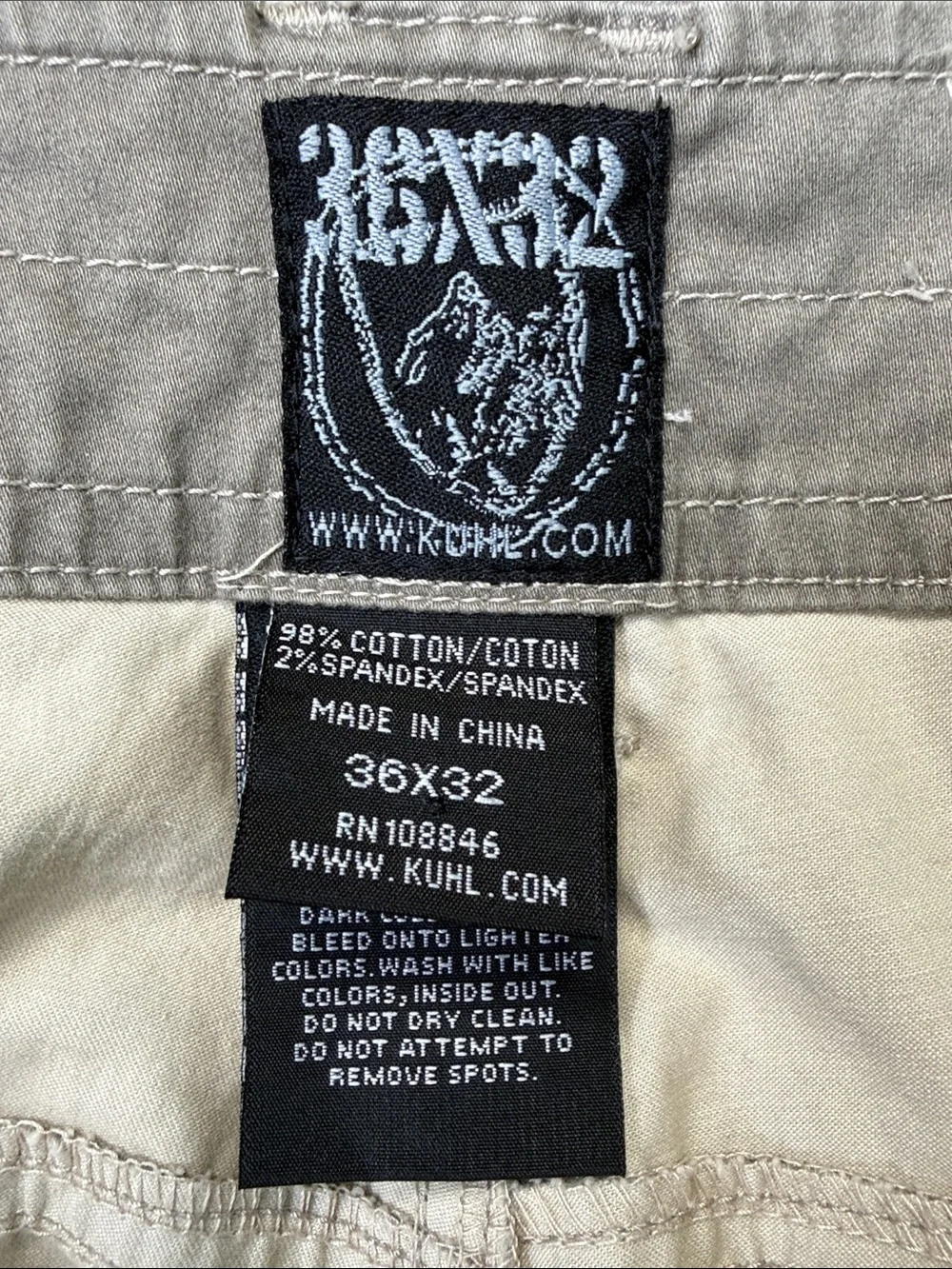 Kuhl SLACKR Pant Taupe PatinaDye Wundura Hiking Stretch Men 36x31 Tag 36x32 Read